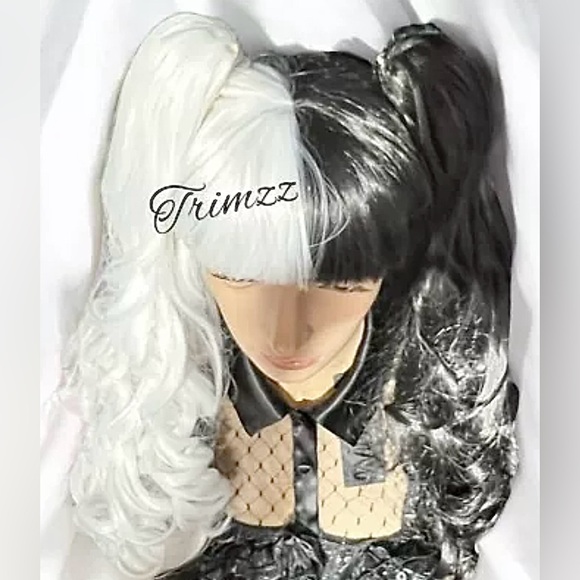 WIG One Size ………Black & White Thick Long Pony Tail Wig with removable Pony Tails - Picture 4 of 6